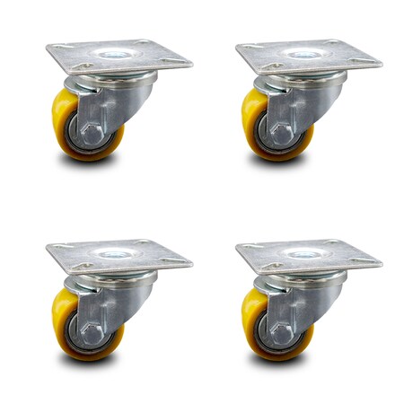 Service Caster Low Profile Polyurethane 35mm Wheel Top Plate Caster, 4PK SCC-04S13810-PUB-4